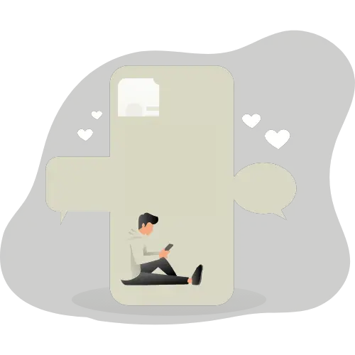 Dessin d'une personne dans un téléphone